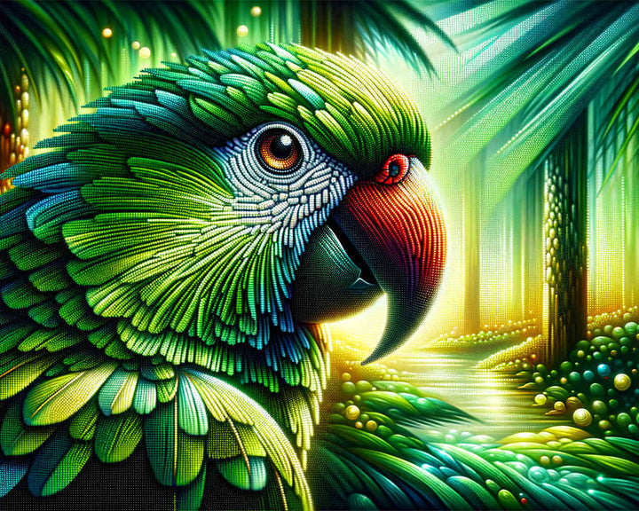 2+1 gratis! |  Diamond Painting - Papagei, Grün