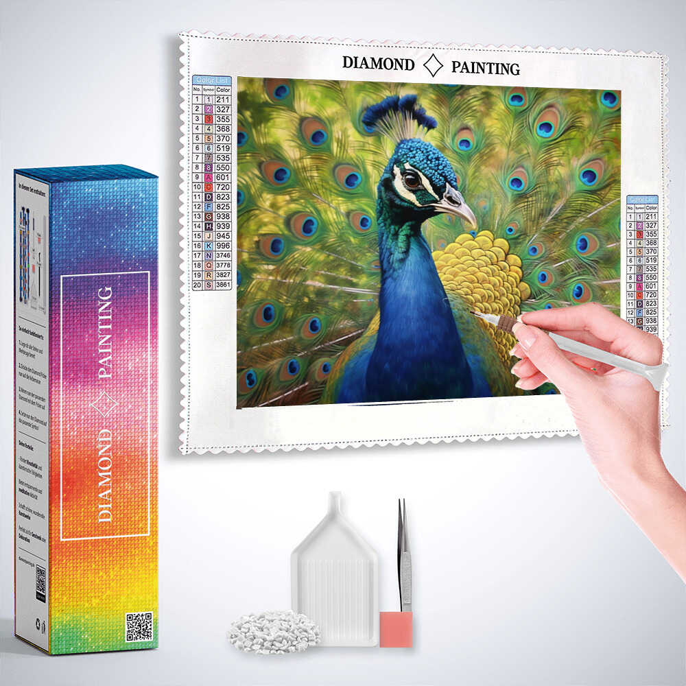 2+1 gratis! |  Diamond Painting - Pfauenpracht im Porträt
