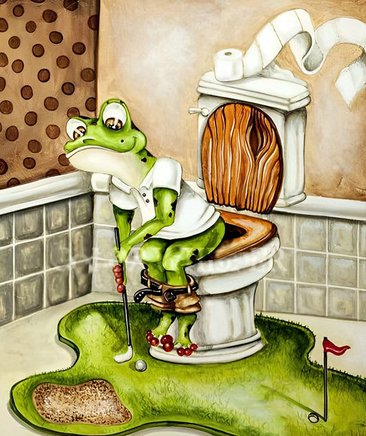 2+1 gratis! - Malen nach Zahlen -  Frosch auf der Toilette Malen nach Zahlen