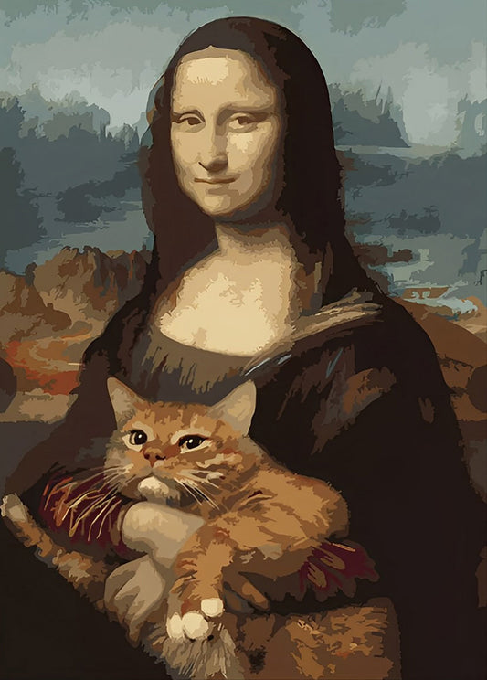 2+1 gratis! - Malen nach Zahlen -  Mona Lisa und Katze Malen nach Zahlen