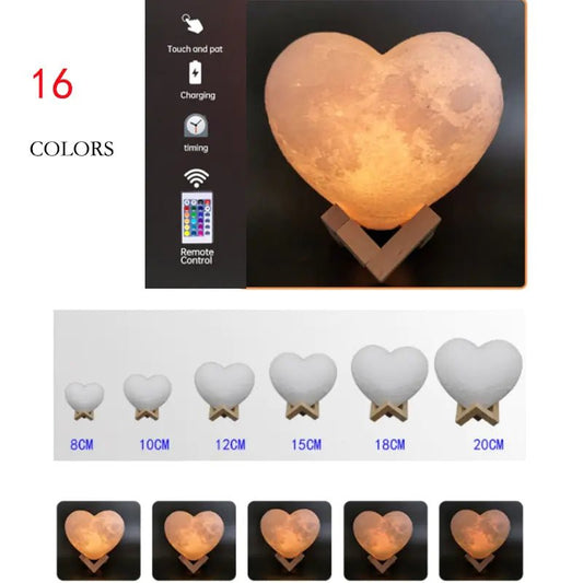 MOONLIGHT - Kabellose Tischlampe in Form eines Herzens - Lampe - Mondlampe - Kinderlampe