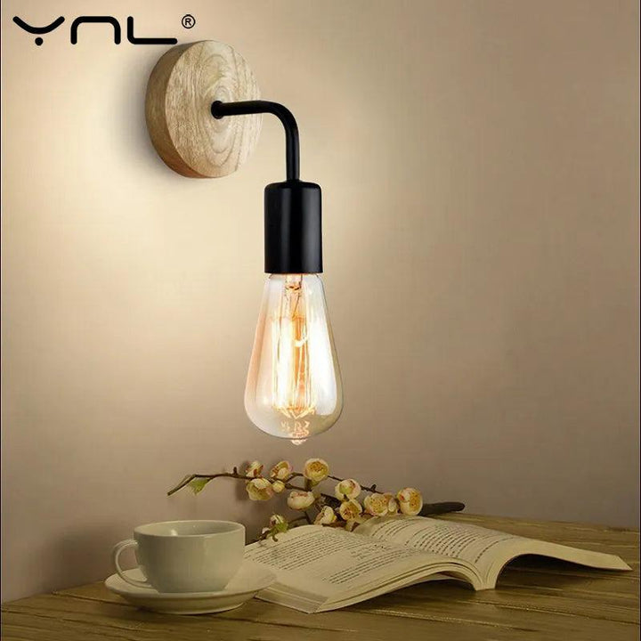 Holz Wandlampe Vintage Wandleuchten Leuchte E27 110V 220V Nachttisch Retro Lampe Industrielle Dekoration Esszimmer Schlafzimmer Licht