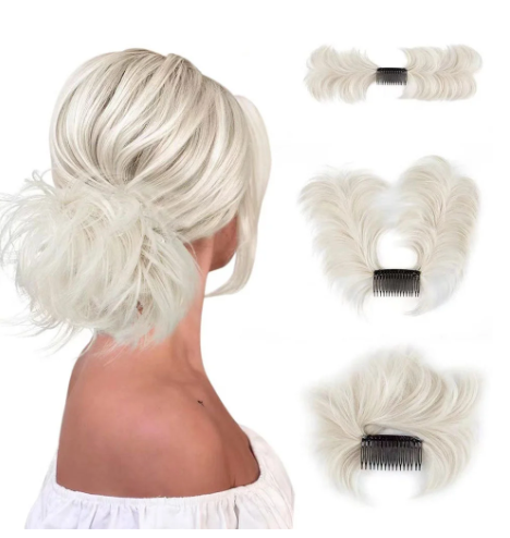 1+1 GRATIS | Unordentlicher Dutt Haarteil Seitenkamm Clip in Haar Dutt