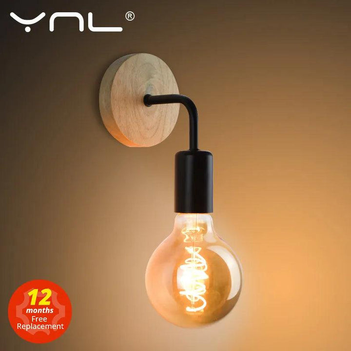 Holz Wandlampe Vintage Wandleuchten Leuchte E27 110V 220V Nachttisch Retro Lampe Industrielle Dekoration Esszimmer Schlafzimmer Licht
